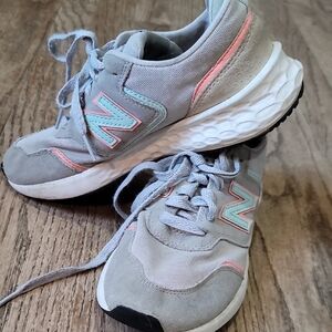 New Balance Kids' Sneakers in Gray with Pink and Blue Highlights